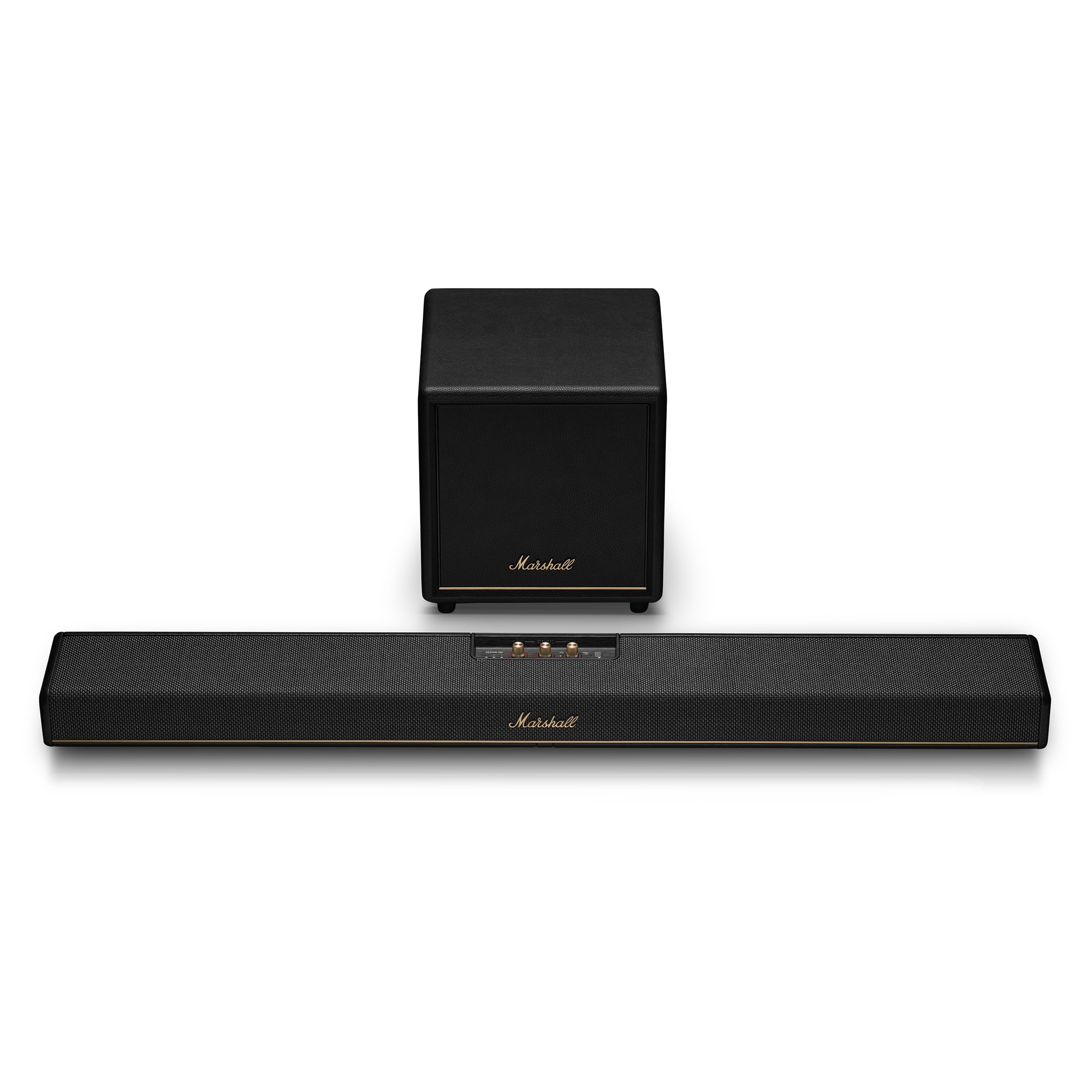 marshall-heston-120-soundbar-with-dolby-atmos-heston-sub-200-subwoofer-bundle-bl image 1