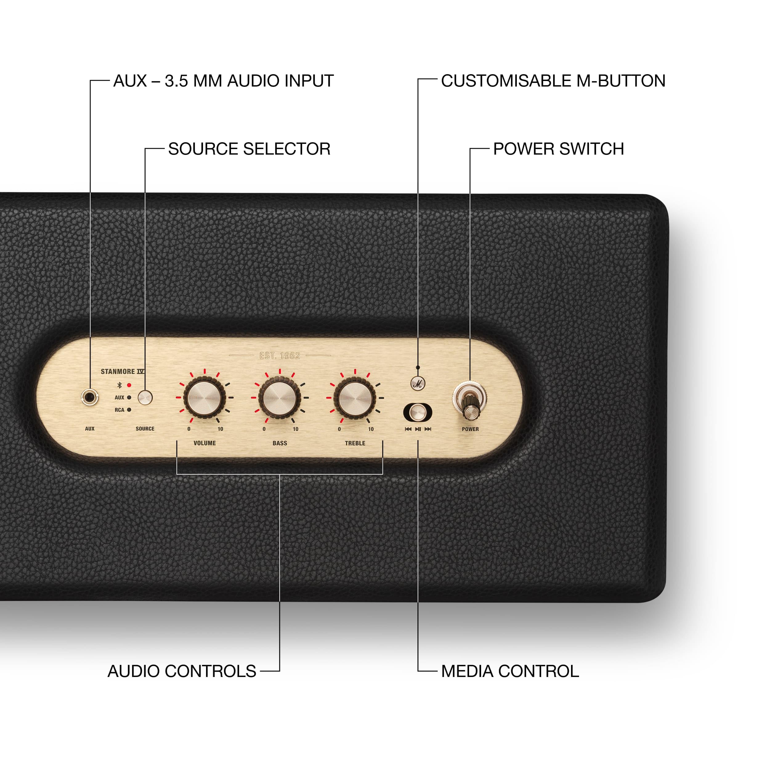 marshall-stanmore-iv-bluetooth-home-speaker-black-room-to-room-stereo-sound-with image 5