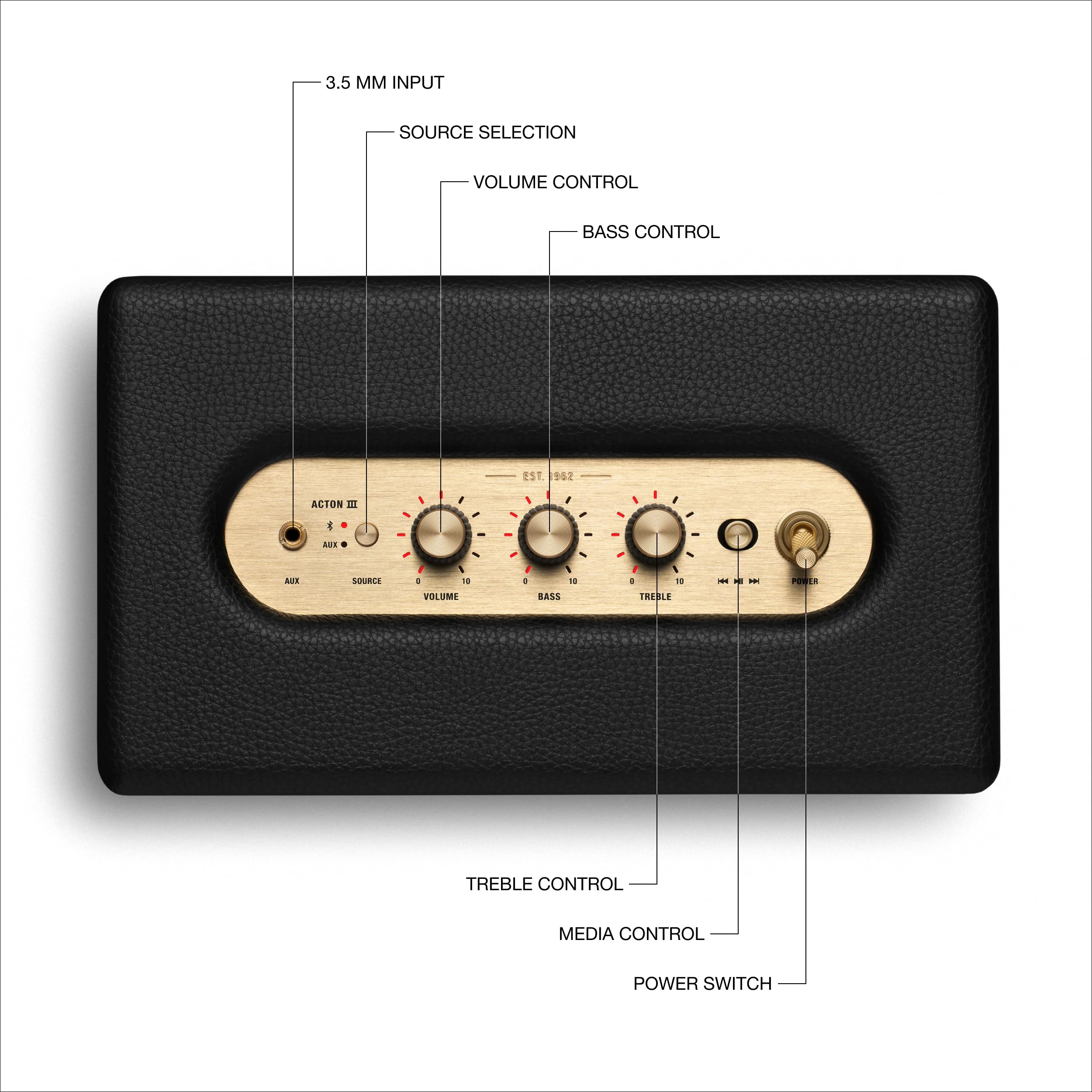 marshall-acton-iii-bluetooth-home-speaker-room-filling-stereo-sound-bass-treble- image 6